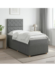 Letto box spring con materasso Grigio Scuro Singolo Tessuto