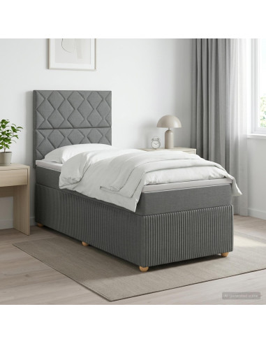 Letto box spring con materasso Grigio Scuro Singolo Tessuto