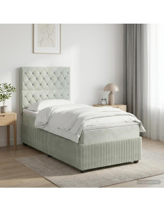 Letto box spring con materasso Grigio Chiaro Singolo Velluto