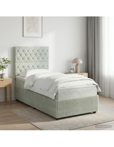 Letto box spring con materasso Grigio Chiaro Singolo Velluto