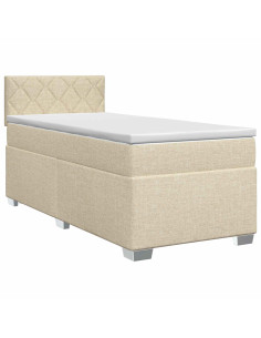 Letto box spring con materasso Crema 100 x 200 cm Tessuto