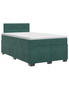Letto box spring con materasso Verde Scuro 120 x 200 cm Velluto