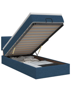 Letto ottomano con materasso Blu 100 x 200 cm Tessuto