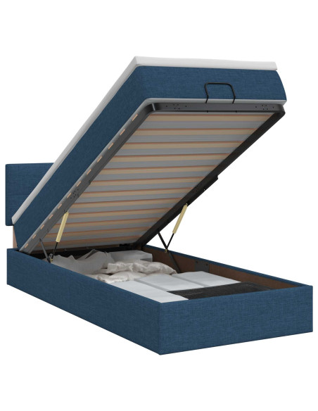 Letto ottomano con materasso Blu 100 x 200 cm Tessuto