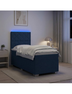 Letto box spring con materasso Blu 90 x 200 cm Tessuto