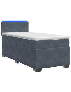 Letto con Box Spring, Materasso e LED Grigio Scuro 100 x 200 cm