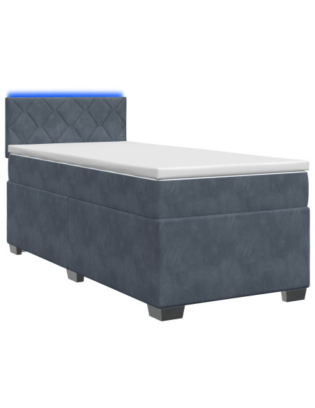 Letto con Box Spring, Materasso e LED Grigio Scuro 100 x 200 cm