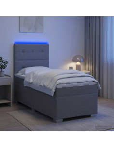 Letto box spring con materasso Grigio Chiaro 100 x 200 cm
