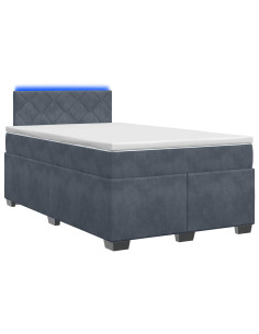 Letto con Box Spring, Materasso e LED Grigio Scuro 120 x 200 cm