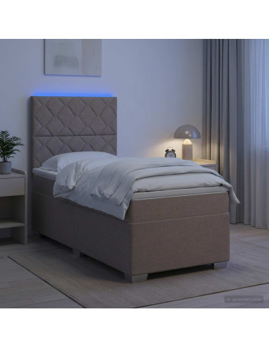Letto box spring con materasso Tortora 100 x 200 cm Tessuto