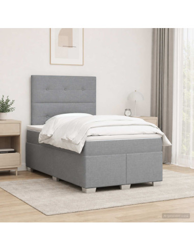 Letto box spring con materasso Grigio Chiaro 120 x 190 cm