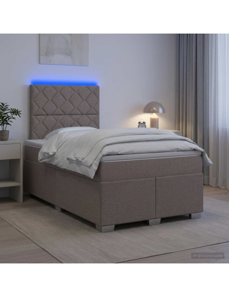 Letto box spring con materasso Tortora 120 x 190 cm Tessuto