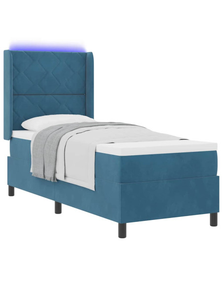 Letto a molle con materasso con led Blu 80 x 200 cm Velluto