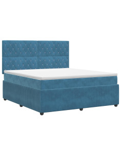 Letto box spring con materasso Blu 180 x 200 cm Velluto 2