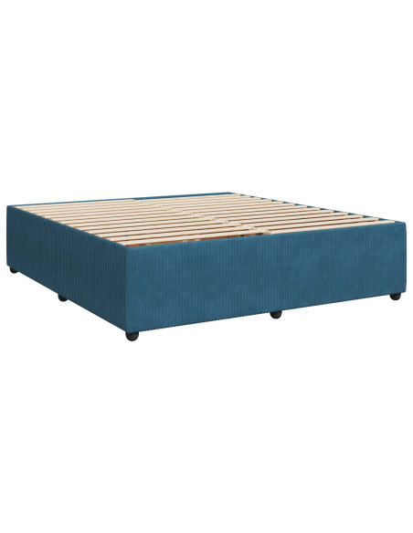 Letto box spring con materasso Blu 180 x 200 cm Velluto