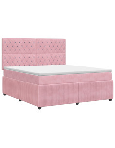 Letto box spring con materasso Rosa 180 x 200 cm Velluto 2