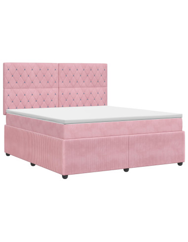 Letto box spring con materasso Rosa 180 x 200 cm Velluto