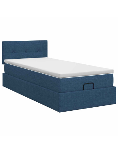 Letto ottomano con materasso Blu 100 x 200 cm Tessuto