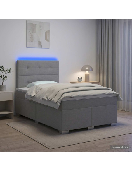 Letto box spring con materasso Grigio Chiaro 120 x 190 cm