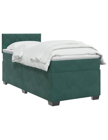 Letto con Box Spring, Materasso e LED Verde Scuro 80 x 200 cm