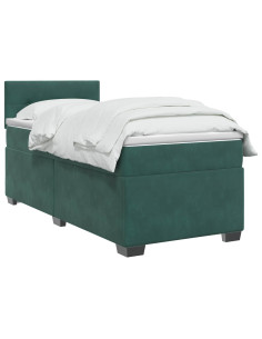 Letto con Box Spring, Materasso e LED Verde Scuro 100 x 200 cm 2