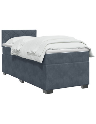 Letto con Box Spring, Materasso e LED Grigio Scuro 100 x 200 cm