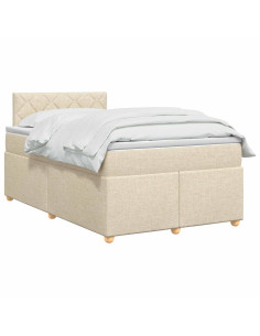 Letto box spring con materasso Crema 120 x 200 cm Tessuto 2