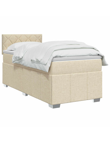 Letto box spring con materasso Crema 100 x 200 cm Tessuto