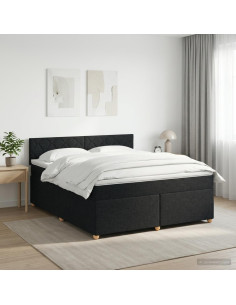 Letto box spring con materasso Nero 140 x 190 cm Tessuto