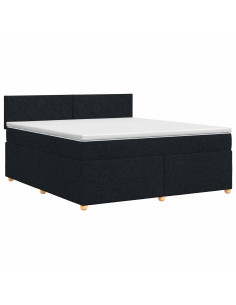 Letto box spring con materasso Nero 140 x 190 cm Tessuto 2