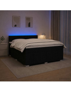 Letto box spring con materasso Nero 140 x 190 cm Tessuto