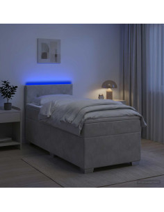Letto con Box Spring, Materasso e LED Grigio Chiaro 80 x 200 cm