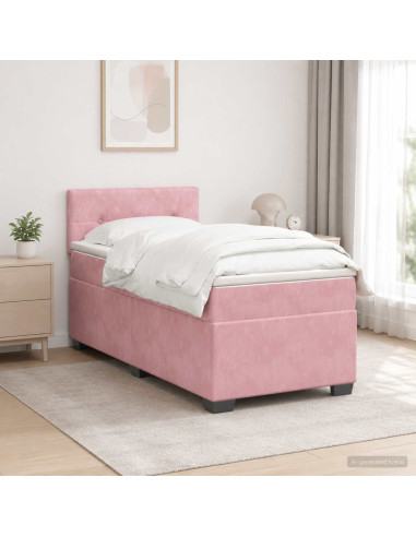 Letto con Box Spring, Materasso e LED Rosa 80 x 200 cm Velluto