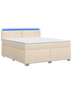 Letto con Box Spring, Materasso e LED Crema 180 x 200 cm 2