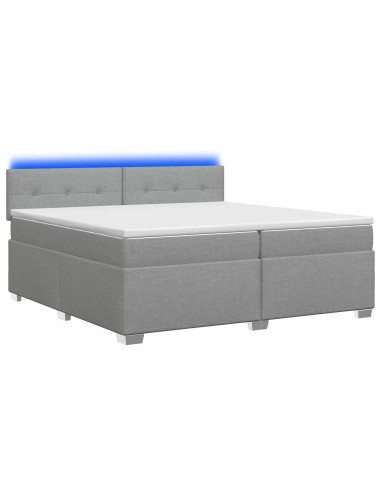 Letto con Box Spring, Materasso e LED Grigio Chiaro Tessuto