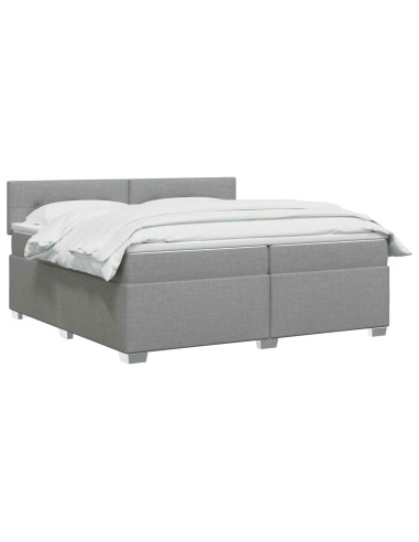 Letto con Box Spring, Materasso e LED Grigio Chiaro Tessuto