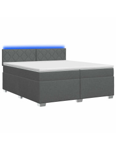 Letto con Box Spring, Materasso e LED Grigio Scuro 200 x 200 cm 2