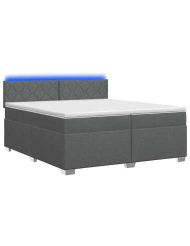 Letto con Box Spring, Materasso e LED Grigio Scuro 200 x 200 cm