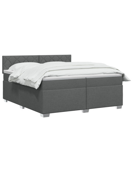 Letto con Box Spring, Materasso e LED Grigio Scuro 200 x 200 cm
