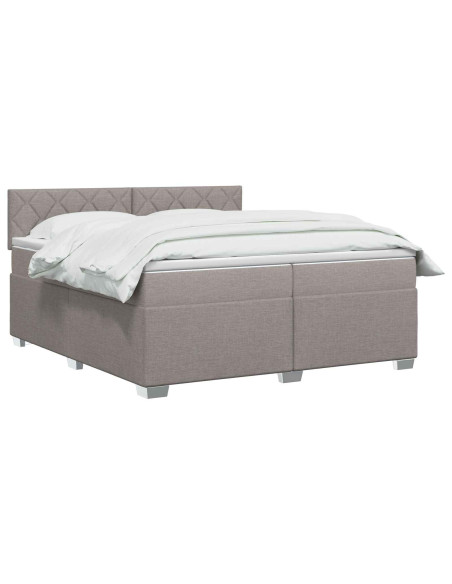 Letto con Box Spring, Materasso e LED Tortora 200 x 200 cm