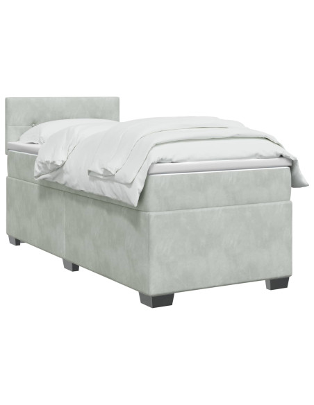 Letto con Box Spring, Materasso e LED Grigio Chiaro 80 x 200 cm