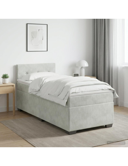 Letto con Box Spring, Materasso e LED Grigio Chiaro 80 x 200 cm