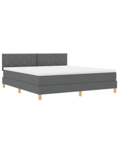 Letto a Sorgente LED Grigio scuro 180 x 200 cm Tessuto 2