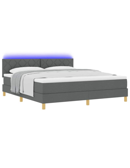 Letto a Sorgente LED Grigio scuro 180 x 200 cm Tessuto
