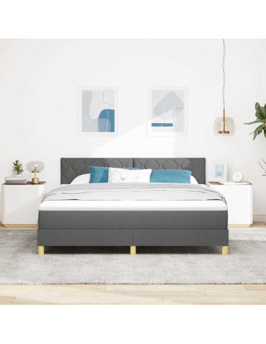 Letto a Sorgente LED Grigio scuro 180 x 200 cm Tessuto