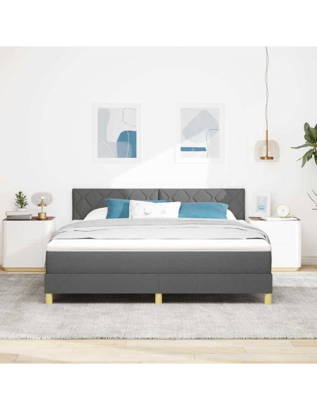 Letto a Sorgente LED Grigio scuro 180 x 200 cm Tessuto