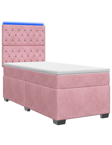 Letto box spring con materasso Rosa 90 x 200 cm Velluto