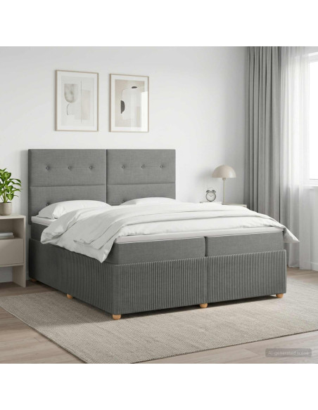 Letto box spring con materasso Grigio Scuro 200 x 200 cm