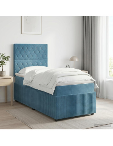 Letto box spring con materasso Blu 80 x 200 cm Velluto