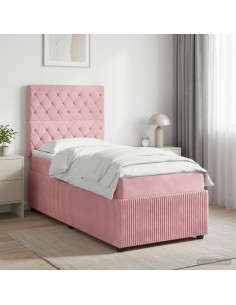 Letto box spring con materasso Rosa 80 x 200 cm Velluto